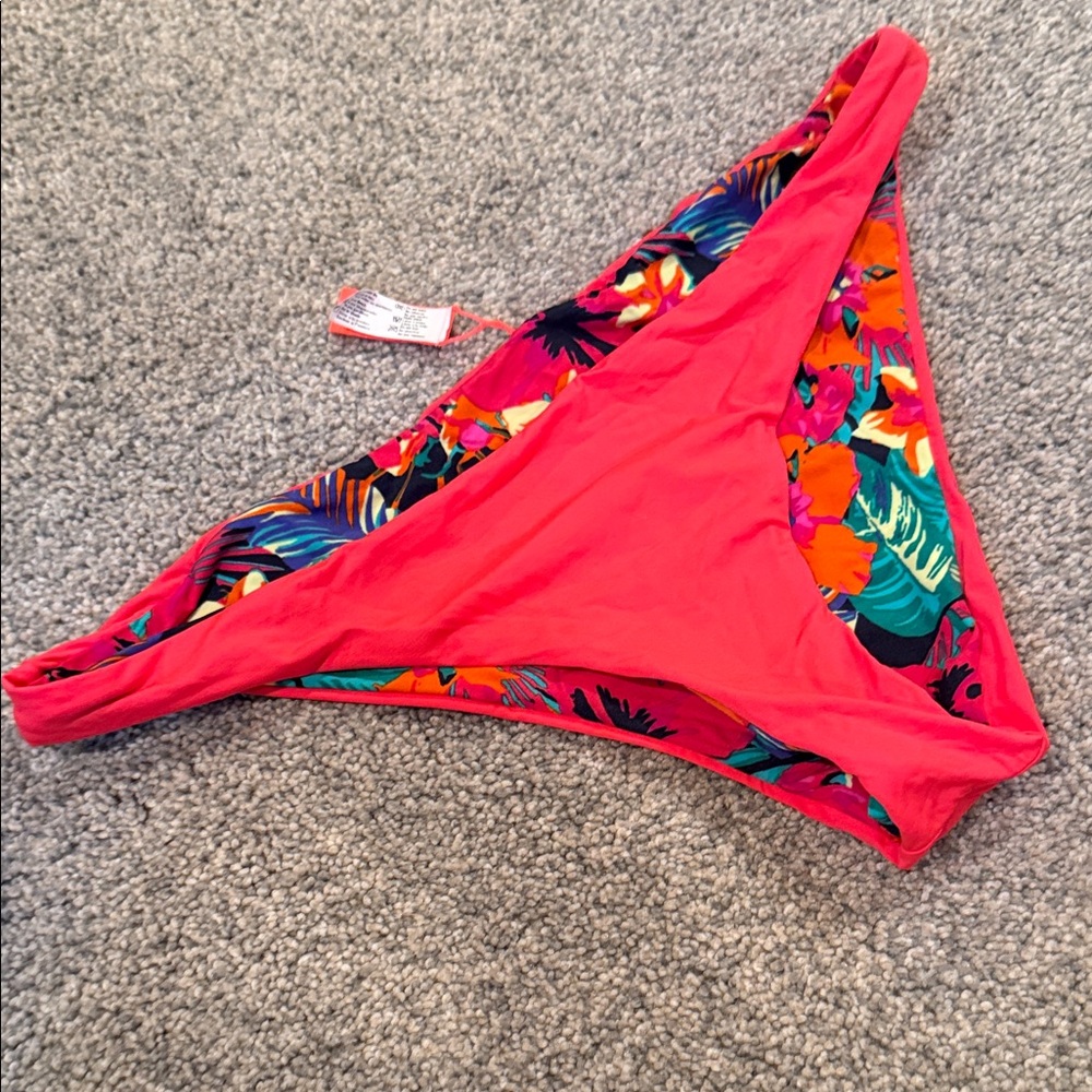 Maaji Tropical Floral Bikini Bottom - Red and Multicolor